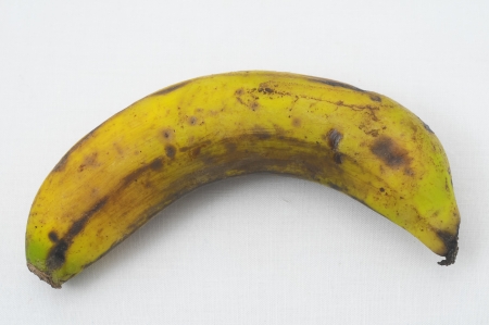 Very Ripe Healthy Banana on a White Backgroundの写真素材