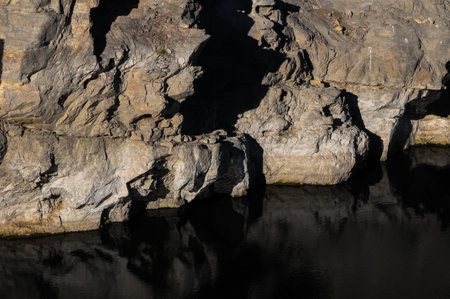 River with Dark Black Water in Canary Islands