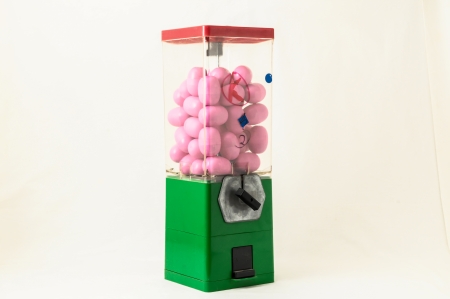 Vintage Eggs Slot Machine on White Backgroundの写真素材