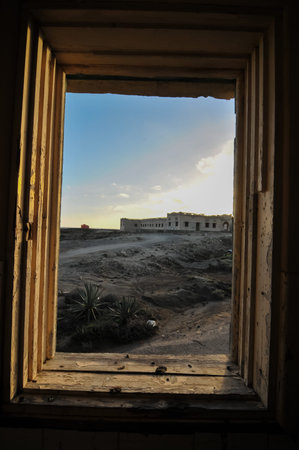 Abandoned Buildings of a Military Base at Sunset