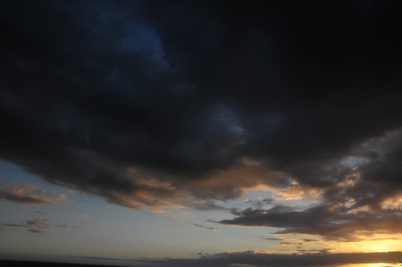 Colored Sunset Clouds Over the Atlantic Ocean in Tenerife South Spain