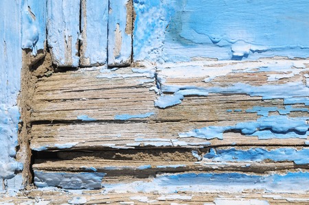 Vintage Door Wood Painted Peeling Texture on a Sunny Dayの写真素材