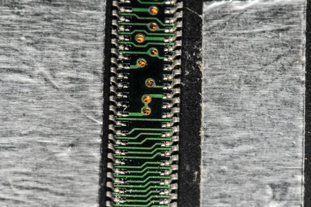 Printed Green Circuit Board With Electrical Components
