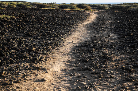 Dirt Road through the Desert in Tenerife Island Spainの写真素材