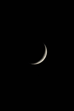 A Very Small Early Moon in the Deep of the Nightの写真素材