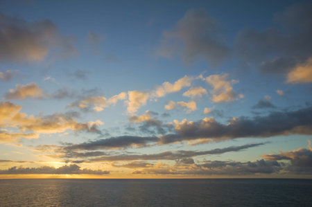 HDR Colred Sunrise Clouds over the Atlantic Ocean in Tenerife Canary Islandsの写真素材