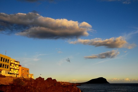 Cloudscape, Colored Clouds at Sunset near the Oceanの写真素材