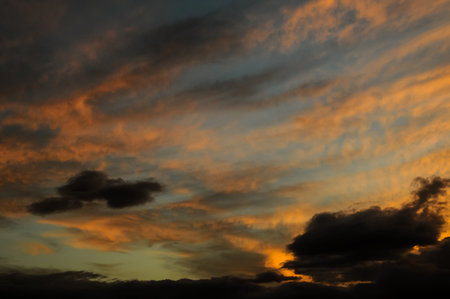 Cloudscape, Colored Clouds at Sunset near the Ocean