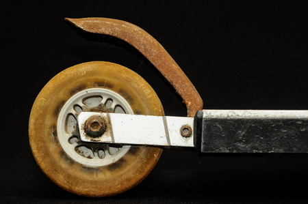 Metal scooter for child on white の写真素材