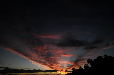 Cloudscape, Colored Clouds at Sunset near the Ocean