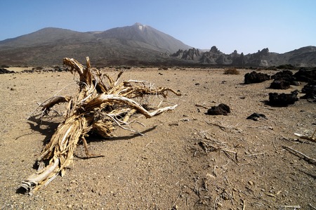 Sand and Rocks Desert on Teide Volcano, in Canary Islands, Spainの写真素材