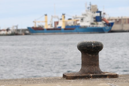 Rusty Mooring on a Pier , in Canary Islands, Spainの写真素材