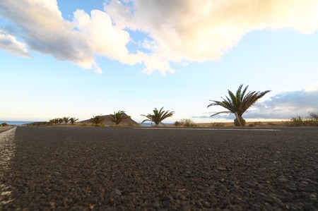 Lonely Road in the Desert in Tenerife Canary Islandsの写真素材