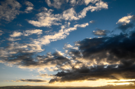 Cloudscape, Colored Clouds at Sunset near the Oceanの写真素材