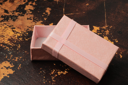 Classic Pink Paper Gift Box with Bowの写真素材