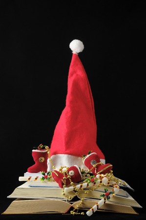 Empty Classic Christmas Book Isolated over a Black Backgroundの写真素材