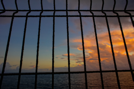 HDR Colred Sunrise Clouds over the Atlantic Ocean in Tenerife Canary Islandsの写真素材