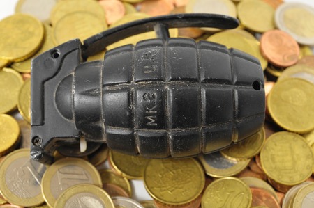 Money for War Concept Hand Grenade and Moneyの写真素材