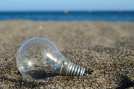 Light bulb on the beach Idea Conceptの写真素材
