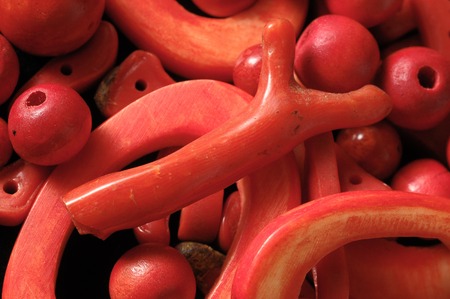 Red Coral Stones Ready to Make Handmade Jewelryの写真素材