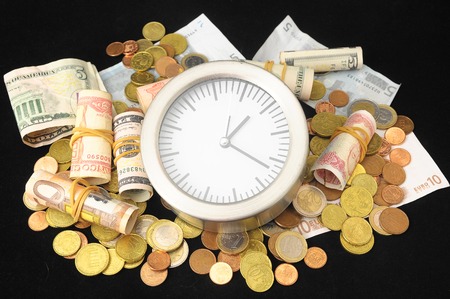 Time is Money Concept a Clock and Currencyの写真素材