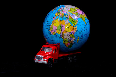 Truck With Earth Globe Delivery Transportation Conceptの写真素材