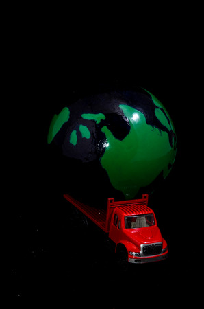 Truck With Earth Globe Delivery Transportation Conceptの写真素材