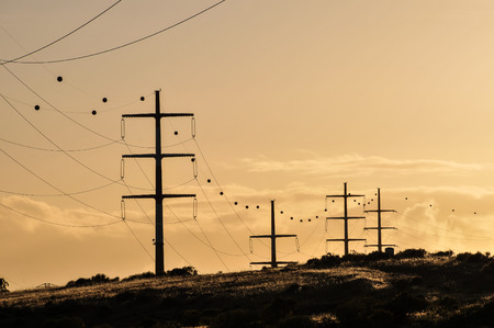 Energy Electricity Power Pylon on a Blue Skyの写真素材