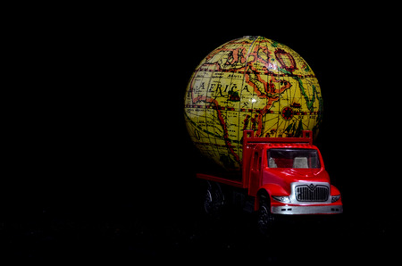 Truck With Earth Globe Delivery Transportation Conceptの写真素材