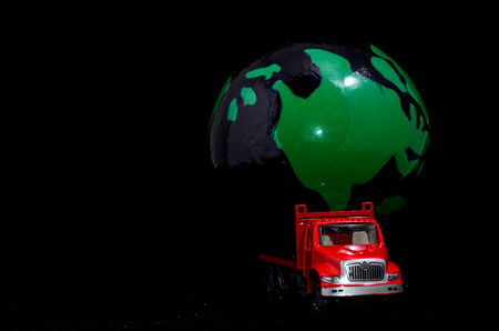 Truck With Earth Globe Delivery Transportation Conceptの写真素材