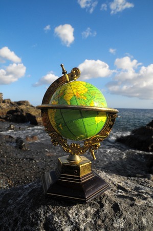Ancient Vintage Globes Planet Earth near the Atlantic Oceanの写真素材
