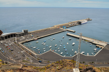 Aereial View of Boats in an Atlantic Ocean Portの写真素材