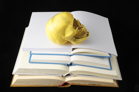 Empty Classic Book Isolated over a Black Backgroundの写真素材