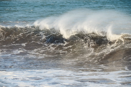 Big Blue Wave Breaks in the Atlantic Ocean