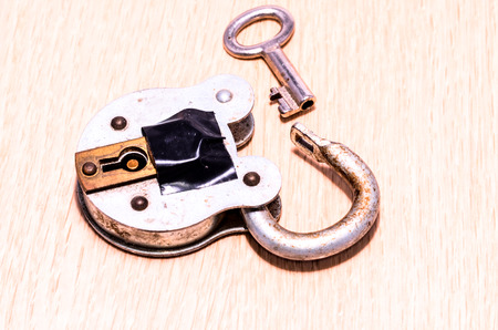 Old Antique Vintage Padlock on a White Backgroundの写真素材