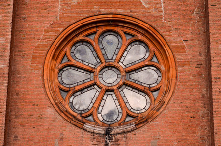 Rose Window of a Church in North Italyの写真素材
