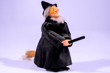 Clay Handmade Statue of a Witch on Black の写真素材
