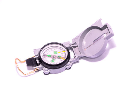 Gray Military Vintage Compass on a White 