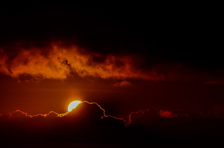 Sun Setting on the Atlantic Ocean in Tenerife Canary Island Spainの写真素材