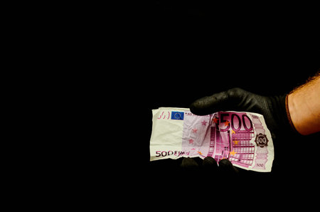 European Euro Money Banknote Currency and Right Hand