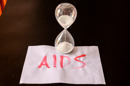 Word Aids Text Writed with Blood on a White Paper