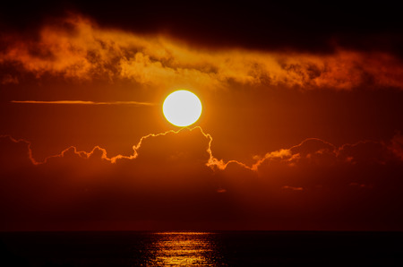 Sun Setting on the Atlantic Ocean in Tenerife Canary Island Spainの写真素材