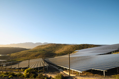 Power Plant Renewable Energy Wind Turbines and Solar Panelsの写真素材