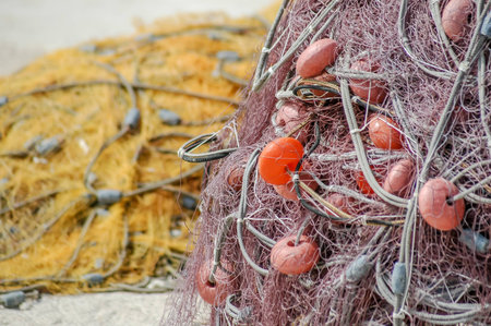 Closeup of Abstract Fishnet on an Italian Port