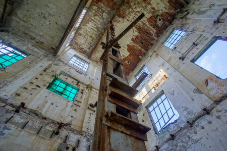 Abandoned Old Ruined Industrial Plant in Veneto Italyの写真素材