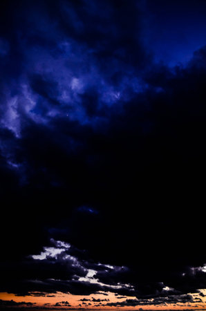 Cloudscape, Colored Clouds at Sunset near the Oceanの写真素材