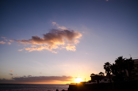 Cloudscape, Colored Clouds at Sunset near the Oceanの写真素材
