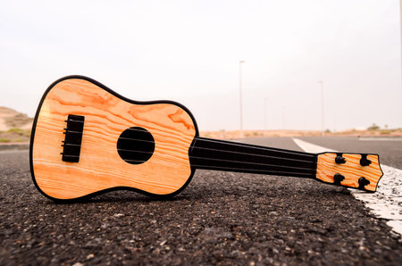 Classical Guitar on the Asphalt Countryside Road