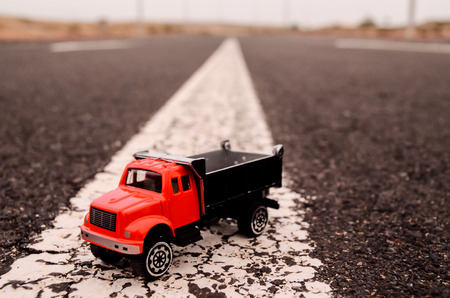 Model of the Truck on an Asphalt Roadの写真素材