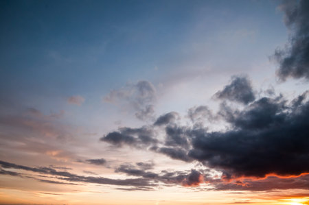 Cloudscape, Colored Clouds at Sunset near the Ocean